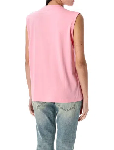 Balmain Logo Button Crew Neck Sleeveless Top