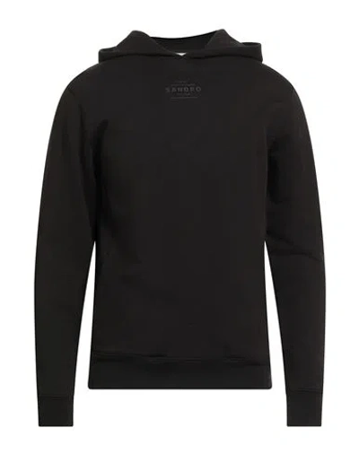 Sandro Man Sweatshirt Black Size Xs Cotton, Elastane In Black