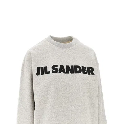 Jil Sander Logo Print Crewneck Sweatshirt In White