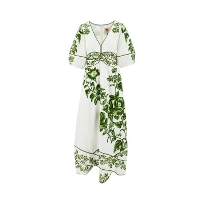 Farm Rio Floral-print Linen-blend Midi Dress
