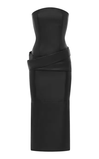Alex Perry Curved Corseted Strapless Midi Dress