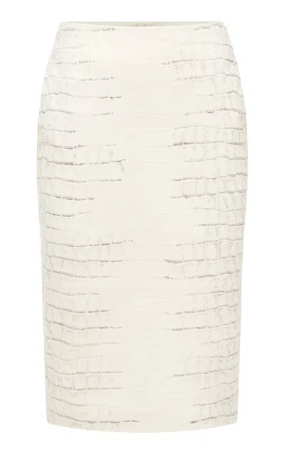 Alex Perry Embossed Leather Pencil Skirt