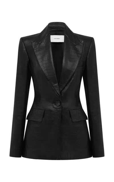 Alex Perry Embossed Leather Single-breasted Blazer