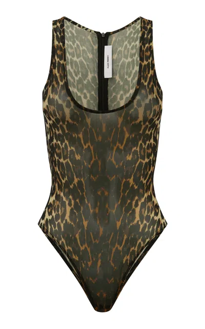 Alex Perry Singlet Leopard Mesh Bodysuit