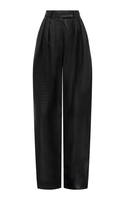 Alex Perry Embossed Leather Tailored Trousers