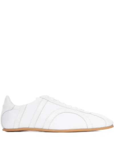 Totême Canvas Low-top Sneakers With Leather Profiles In White