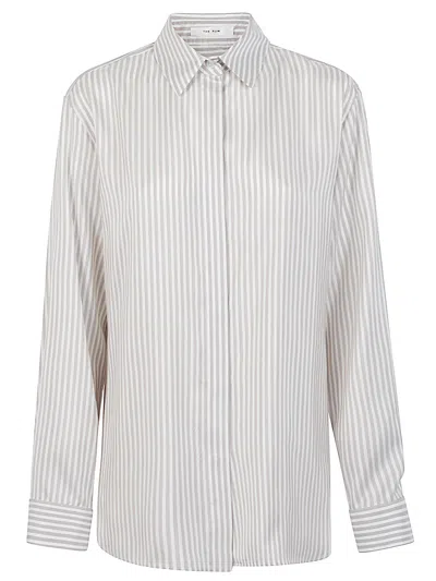 The Row Vanda Striped Long-sleeve Shirt In Gray