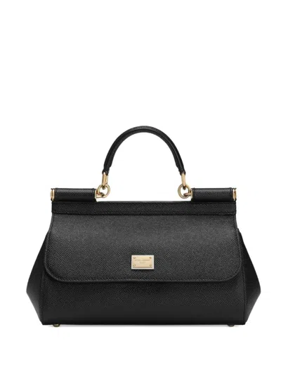 Dolce & Gabbana Black Medium Sicily Handbag In Black
