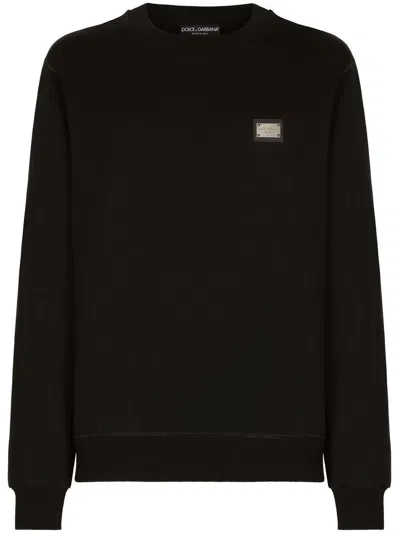 Dolce & Gabbana Logo Plaque Black Sweatshirt In Black