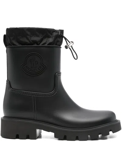 Moncler Drawstring Embosssed-logo Rain Boots In Black