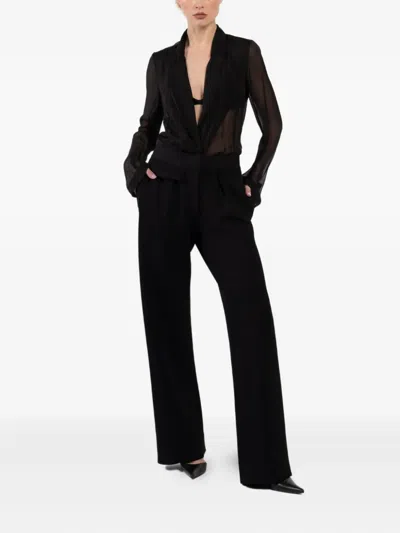 Brandon Maxwell Pleated Pocket Trousers In Black