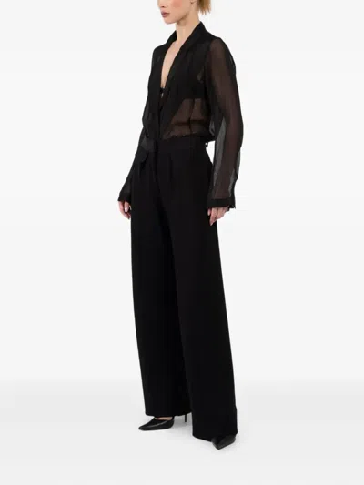 Brandon Maxwell Pleated Pocket Trousers In Black