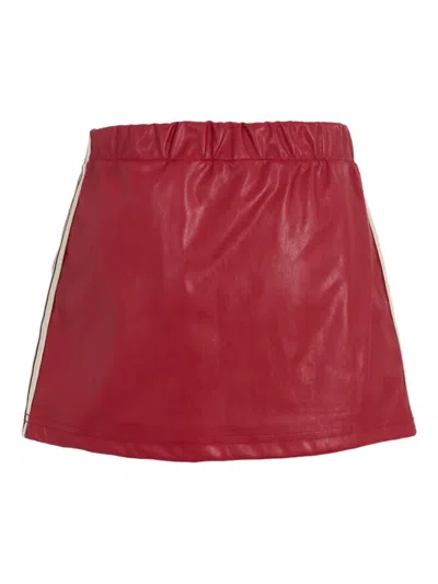 Palm Angels Panelled Leather Skirt In Burgundy