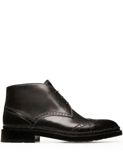 Bally Oktavio Leather Brogue Boots In Black