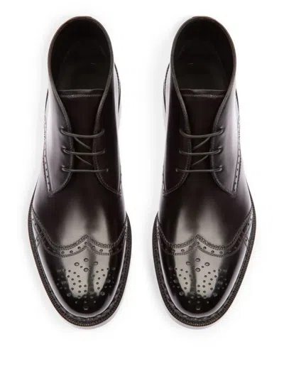Bally Oktavio Leather Brogue Boots In Black