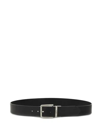 Hugo Boss Leather Buckle Belt In Black