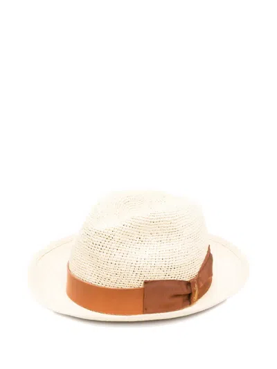 Borsalino Hut Leather-band Straw Hat In Neutral