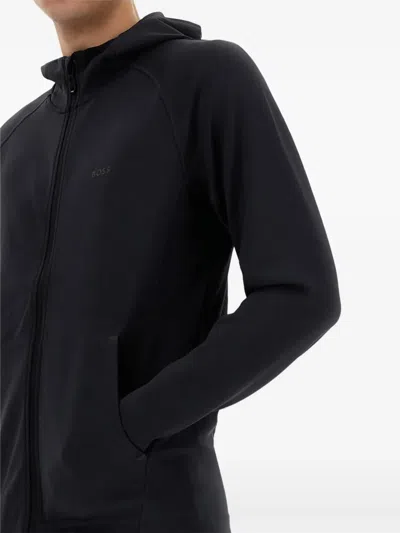 Hugo Boss Active Stretch Zip-up Hoodie In Black