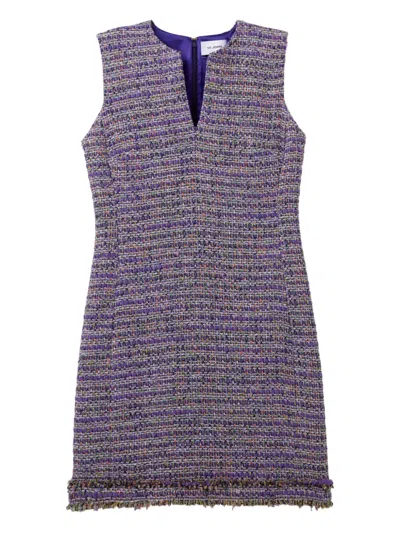 St John Lurex Tweed Dress In Purple