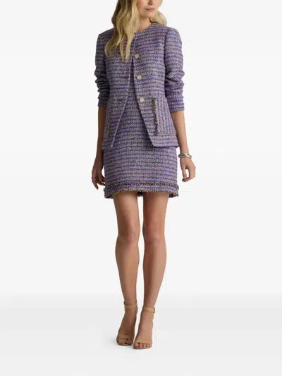 St John Lurex Tweed Dress In Purple