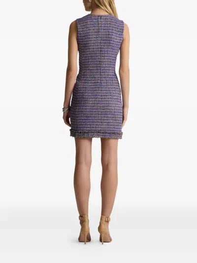 St John Lurex Tweed Dress In Purple