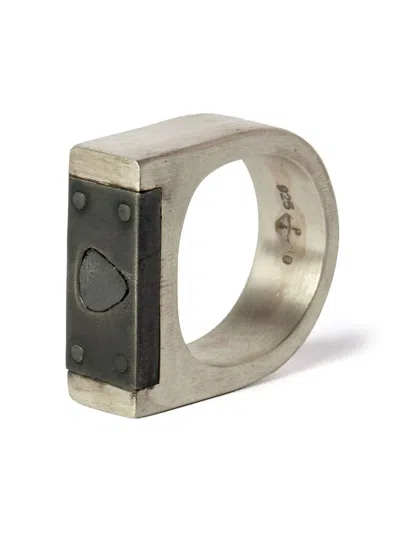 Parts Of Four Oxidised Silver Ring In Metallic