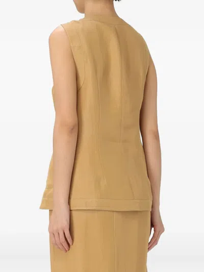 Liviana Conti Button-fastening Pocket Vest In Brown