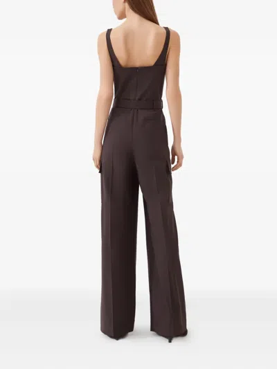 Brunello Cucinelli Virgin Wool-blend Belted Jumpsuit In Brown