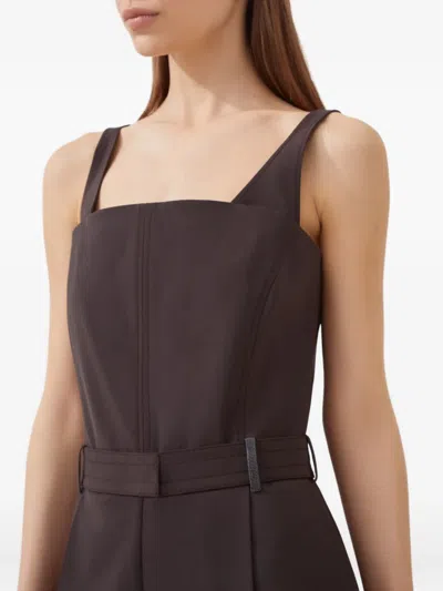 Brunello Cucinelli Virgin Wool-blend Belted Jumpsuit In Brown