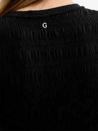 Guess Usa Smocked Ruffled-hem Mini Dress In Blue