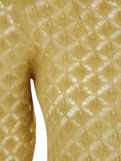 Twinset Open-knit Short-sleeve Sweater In Brown