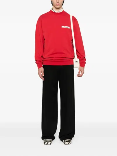 Jacquemus Men Le Hoodie Grosgrain Hooded Sweatshirt In Red