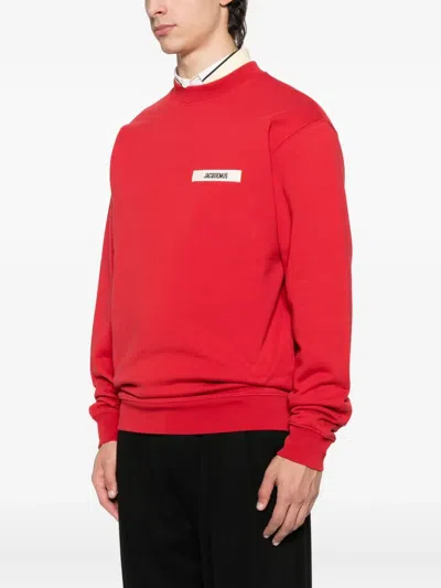 Jacquemus Men Le Hoodie Grosgrain Hooded Sweatshirt In Red