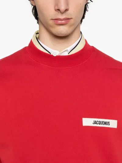 Jacquemus Men Le Hoodie Grosgrain Hooded Sweatshirt In Red
