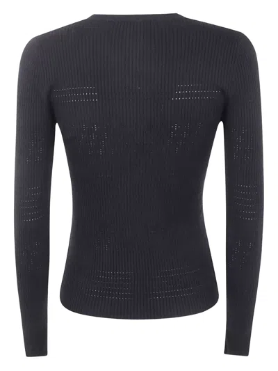 Twinset Twin-set Fitted Black Sweater With Ribbed Texture