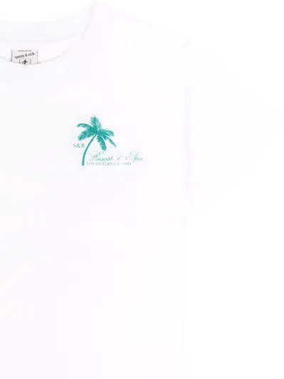Sporty And Rich Palm-tree Print T-shirt In White