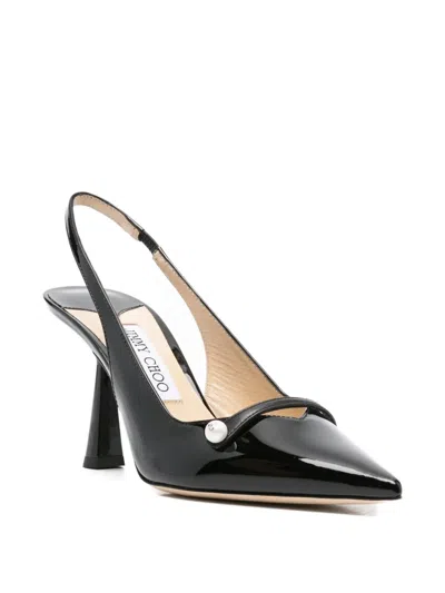 Jimmy Choo Button Detail Patent Pointed Stiletto Pumps
