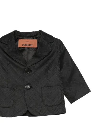 Missoni Herringbone-pattern Three-button Jacket In Black