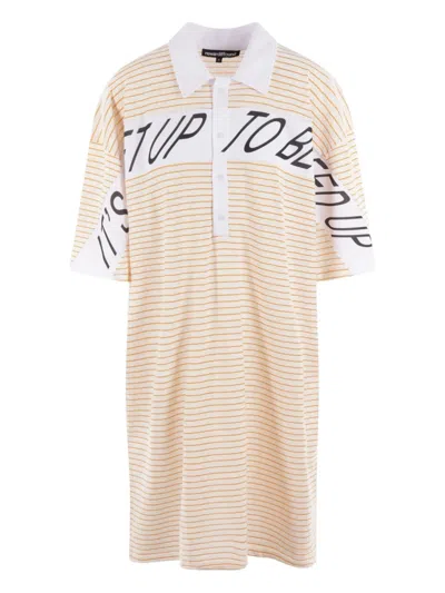 Reward If Found Striped-pattern Midi Dress In Neutral