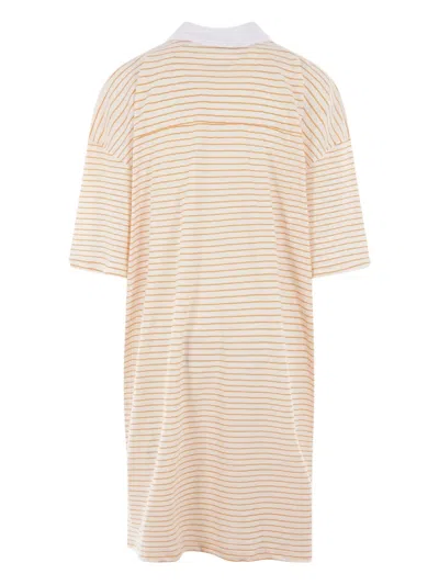 Reward If Found Striped-pattern Midi Dress In Neutral