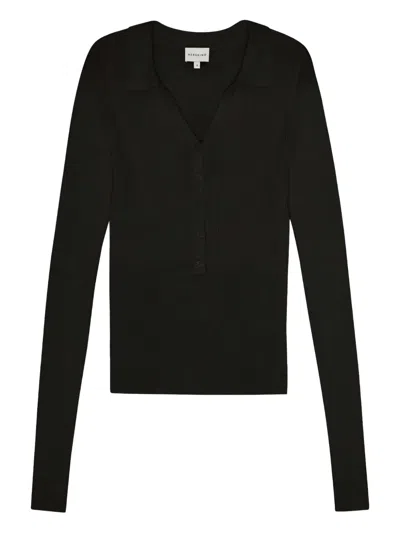 Herskind Finn Ribbed Polo Neck Blouse In Black