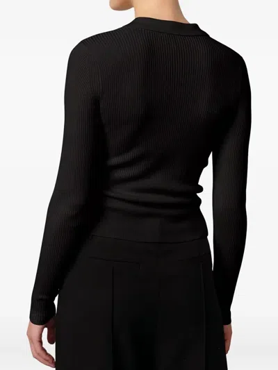 Herskind Finn Ribbed Polo Neck Blouse In Black
