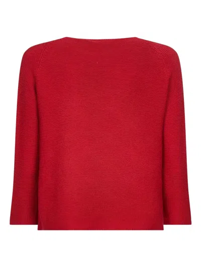 Weekend Max Mara Raglan-sleeve Boat-neck Sweater In Red