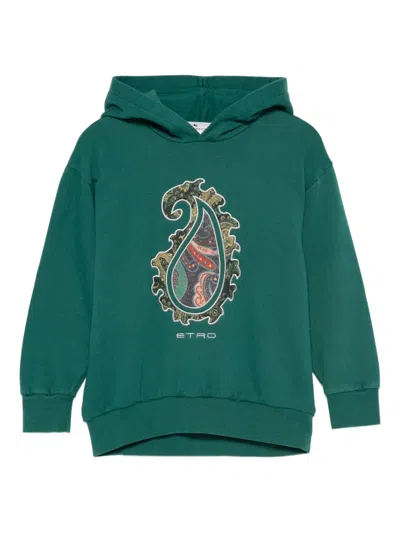 Etro Paisley-motif Hooded Sweatshirt In Green