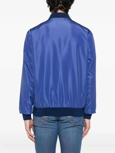 Kiton Checked Zip-front Bomber Jacket In Blue