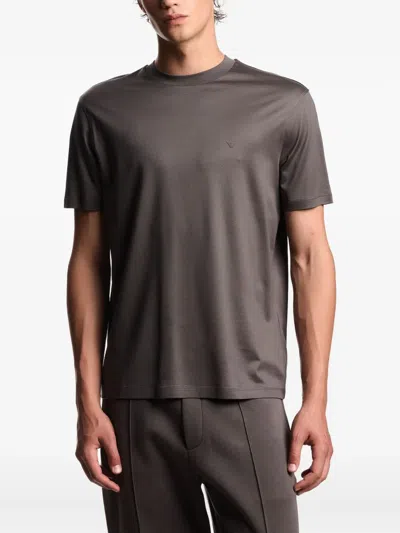 Emporio Armani Eagle-logo Crew-neck T-shirt In Brown