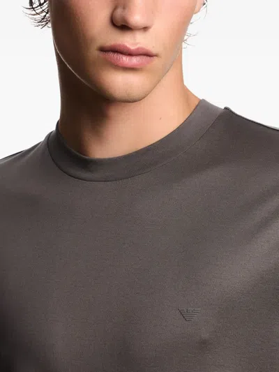 Emporio Armani Eagle-logo Crew-neck T-shirt In Brown
