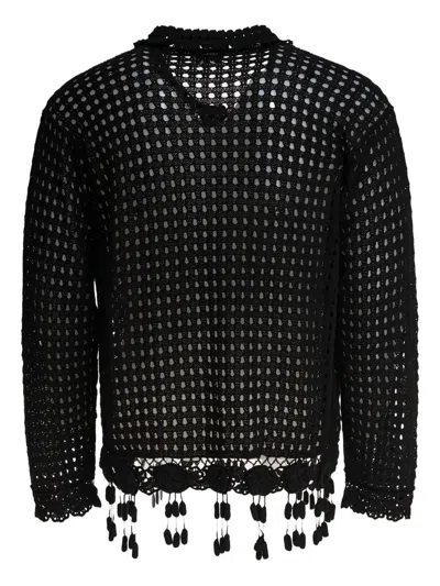 Bode Crochet-trimmed Buttoned Shirt In Black