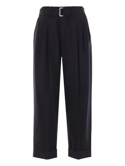 Brunello Cucinelli Pleated Belted Trousers In Blue