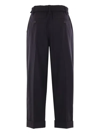 Brunello Cucinelli Pleated Belted Trousers In Blue